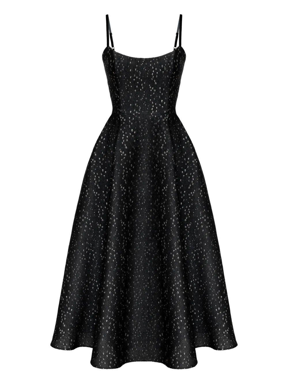 Post Meridiem Jacquard Corset-bustier Midi Dress