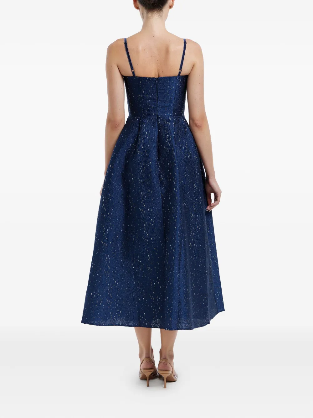 Shop Post Meridiem Jacquard Corset-bustier Midi Dress