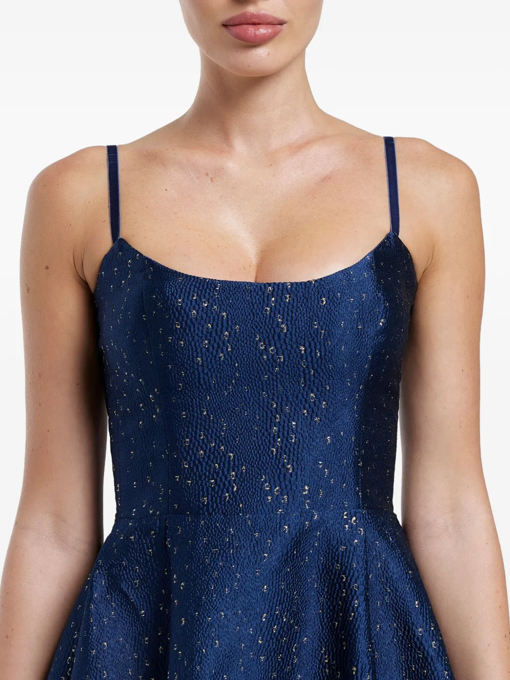 Shop Post Meridiem Jacquard Corset-bustier Midi Dress