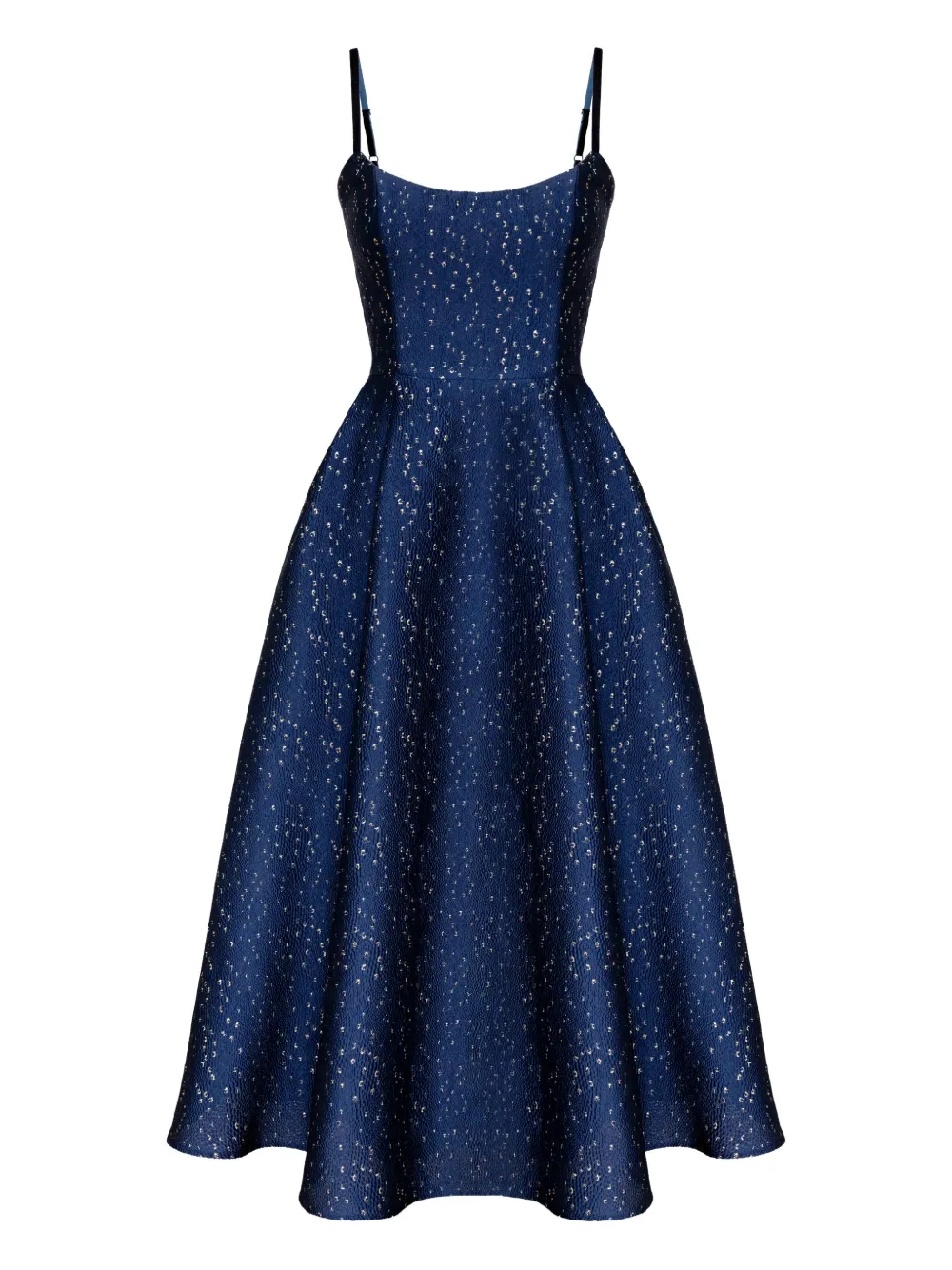 Post Meridiem Jacquard Corset-bustier Midi Dress