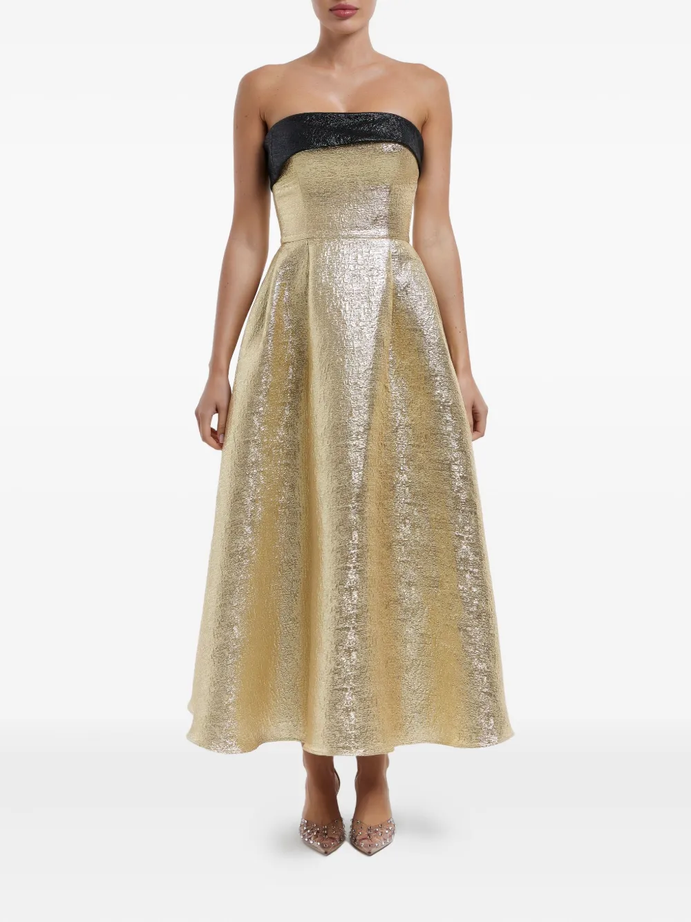 POST MERIDIEM Midi-jurk met jacquard - Goud