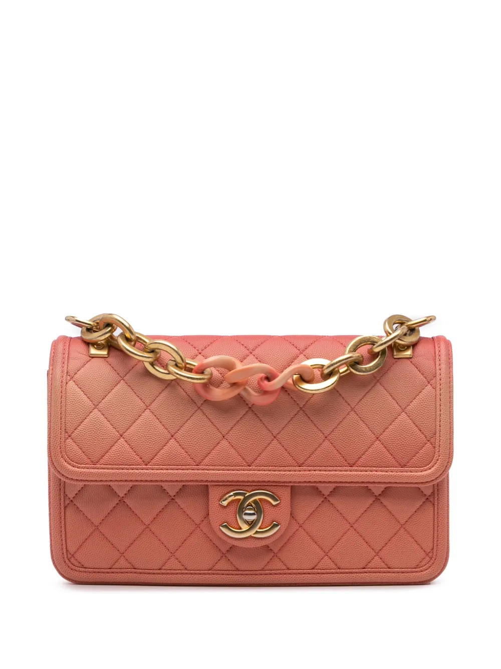 Pre-owned Chanel 2019 Medium Quilted Caviar Sunset On The Sea Flap Satchel