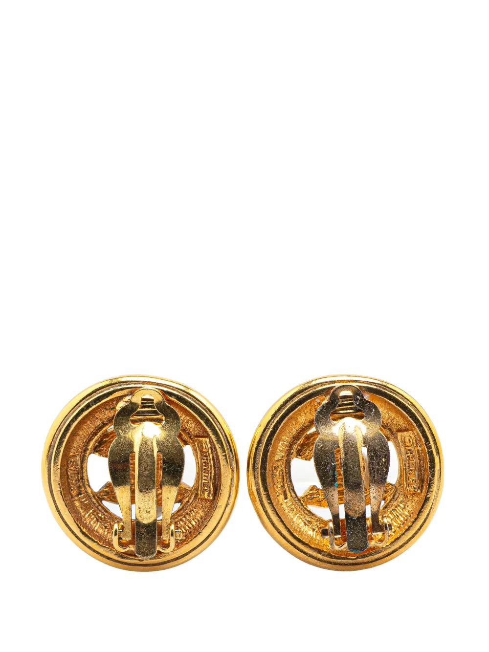 Pre-owned Chanel 20th Century Gold Plated Cc Clip On Earrings Costume Earrings