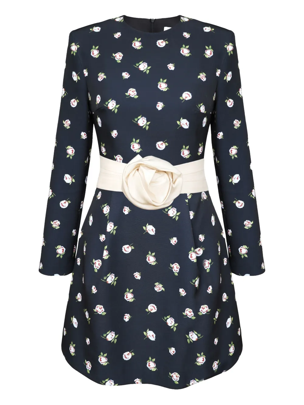 POST MERIDIEM robe mi-longue ceinturée à fleurs | bleu | Image 1