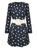 POST MERIDIEM rose-print belted mini dress - Blue