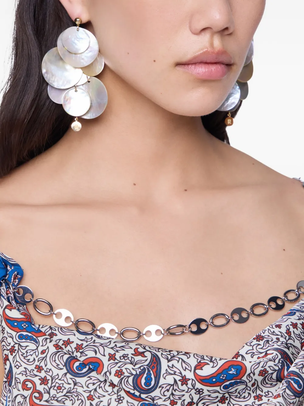 Rabanne Shell Discs earrings - Beige