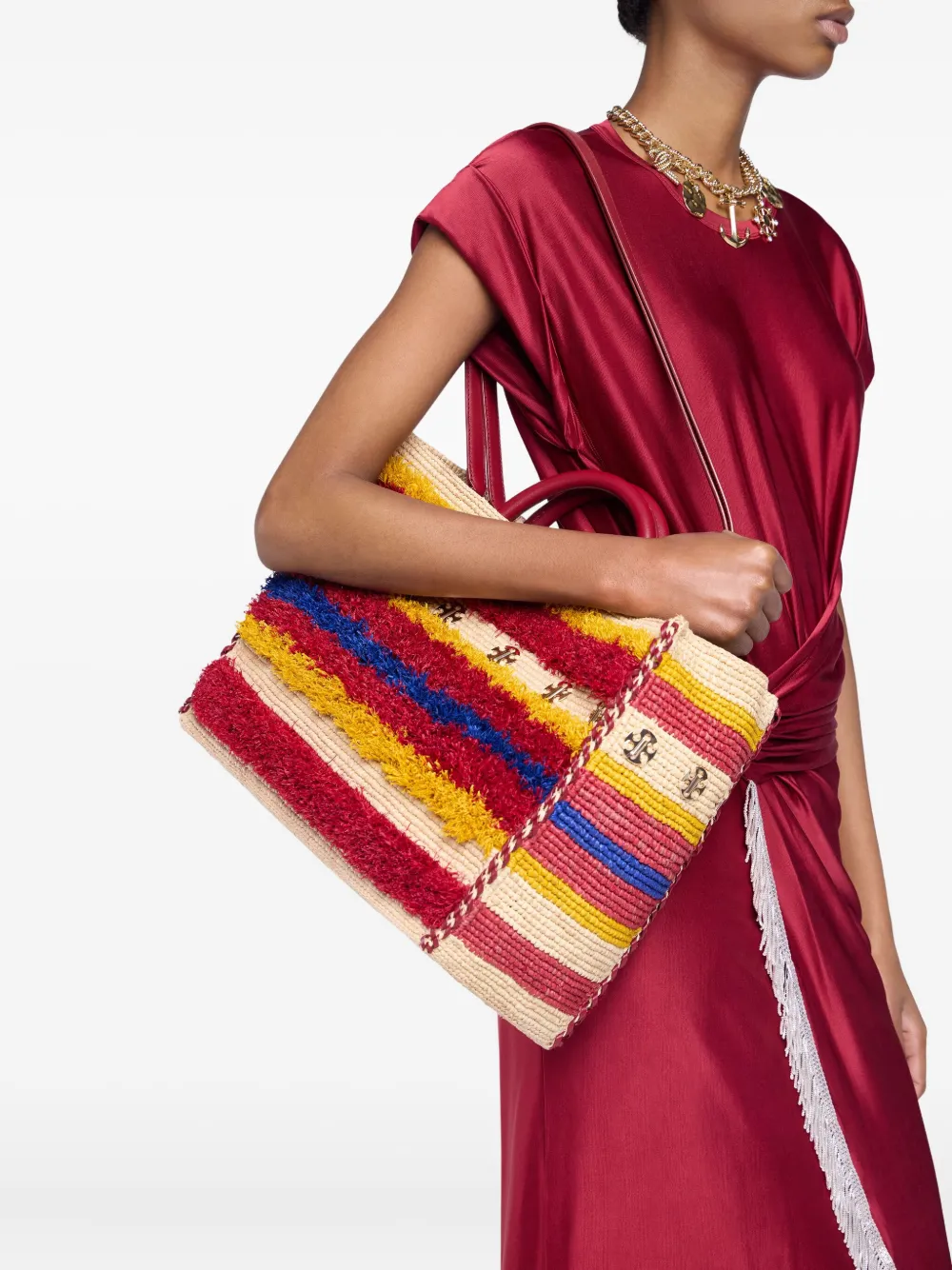 Rabanne Geweven shopper Rood