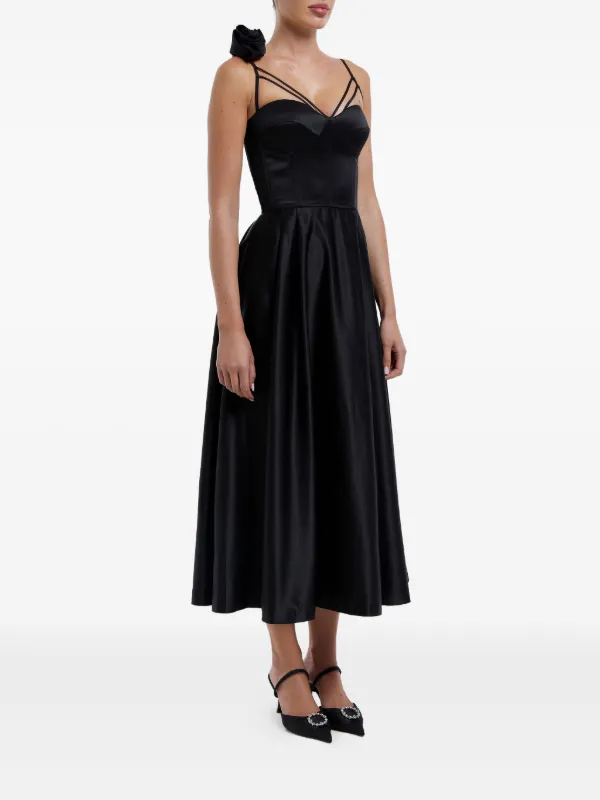 black corset midi dress All Kinds Of Chic Satin Faux Corset Midi Dress main image 0