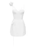POST MERIDIEM rose-detail corset mini dress - White