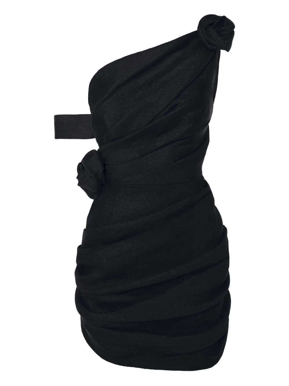 POST MERIDIEM rose-detail mini dress | Black | Image 1