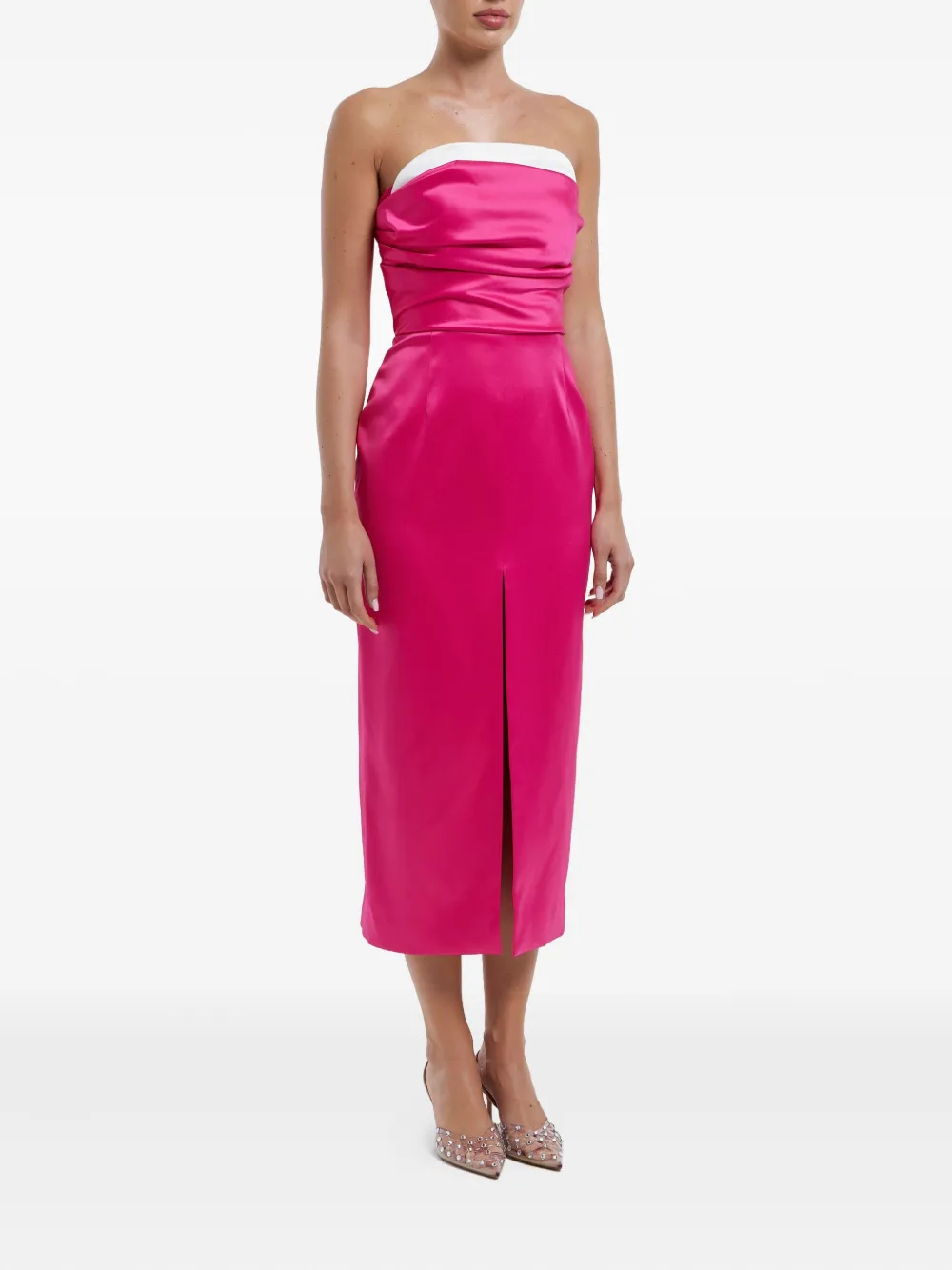 Shop Post Meridiem Satin Midi Dress