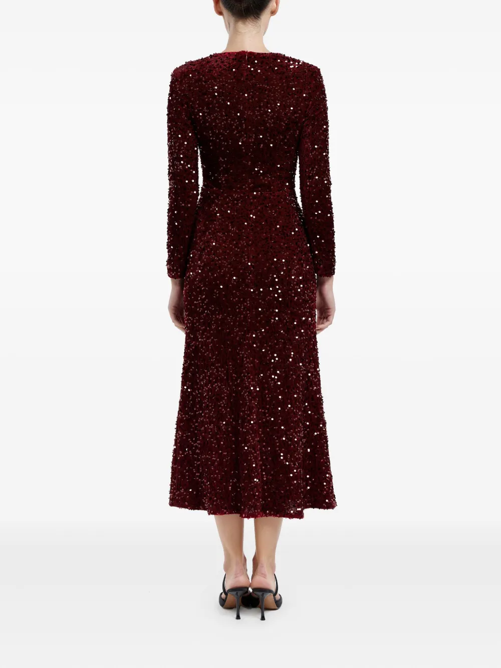 Shop Post Meridiem Sequin-embellished Velvet Midi Dress
