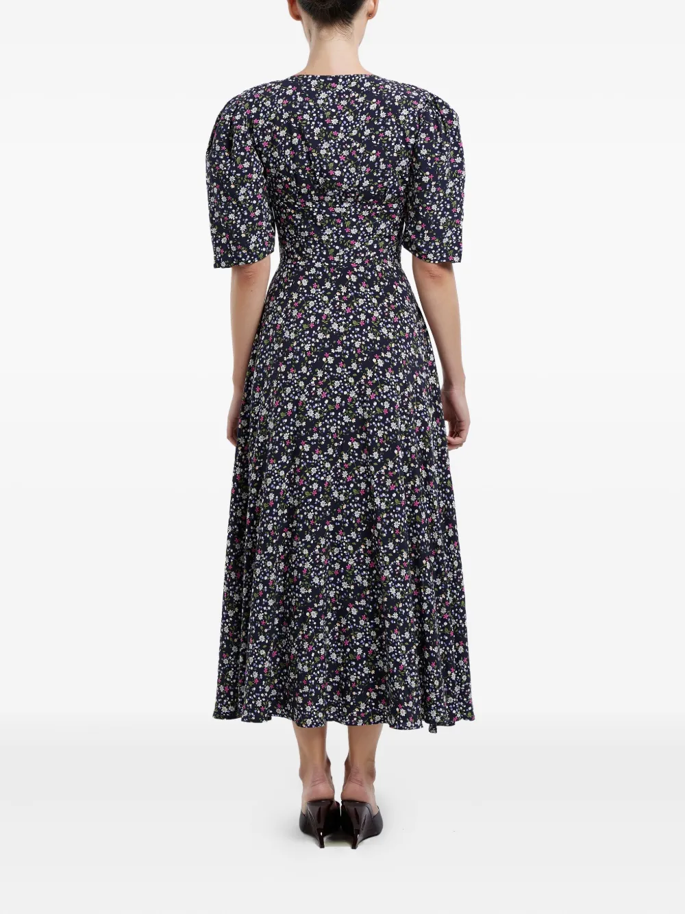 Post Meridiem Floral-print Buttoned Midi Dress