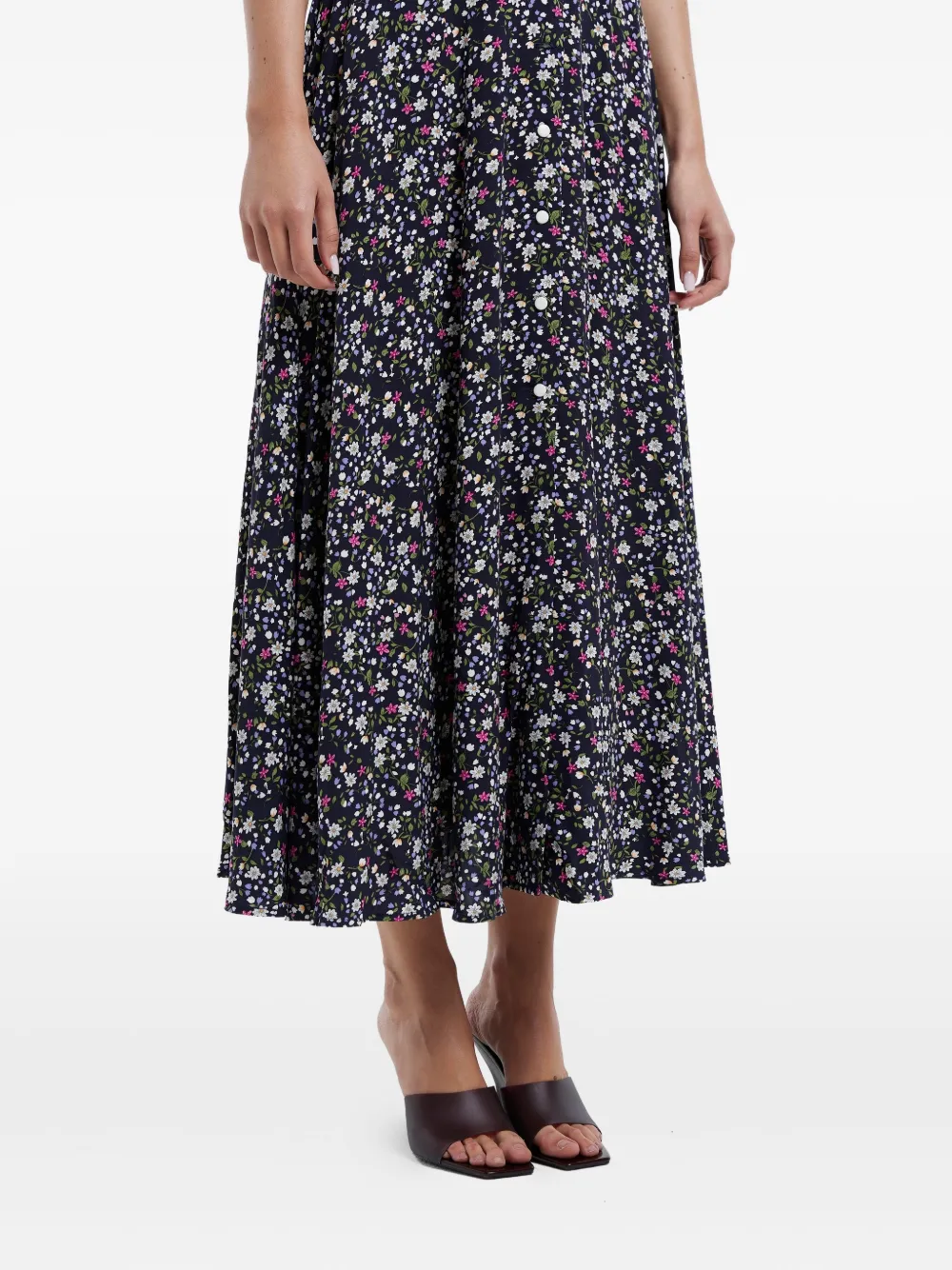 Post Meridiem Floral-print Buttoned Midi Dress