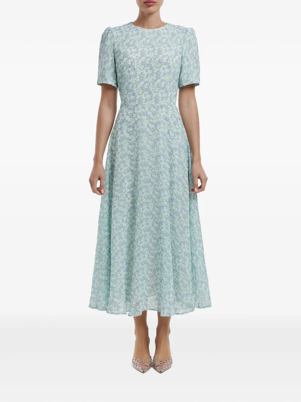 POST MERIDIEM Midi-jurk met bloemenprint - Paars