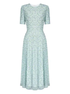 POST MERIDIEM godet-gilhouette square-neck Midi Dress | Green | FARFETCH OM