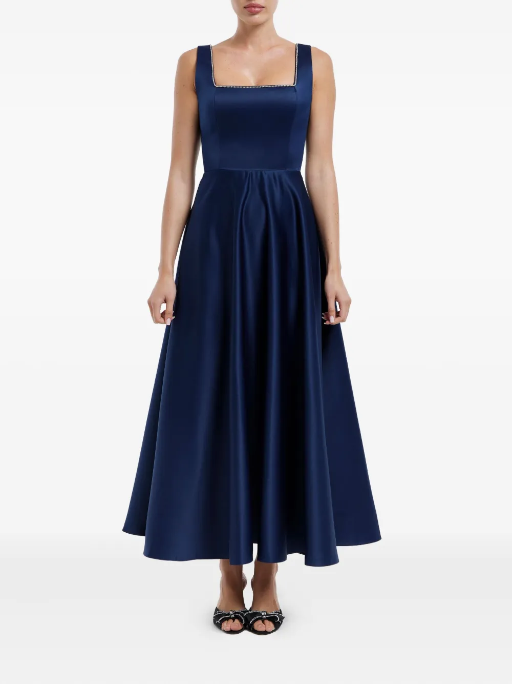 POST MERIDIEM Midi-jurk met verfraaid lijfje - Blauw