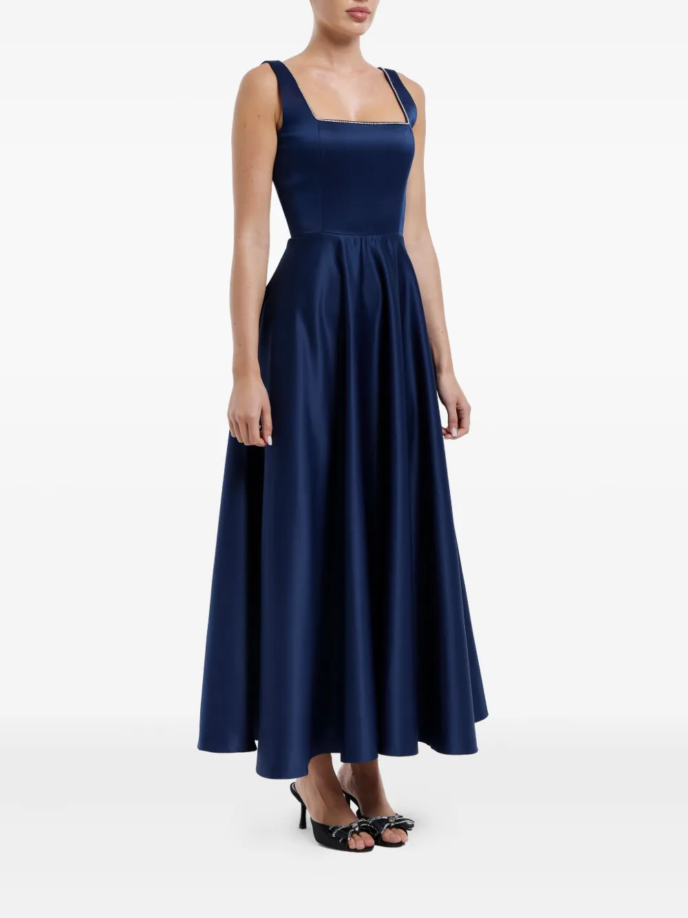 Post Meridiem Decorated-bodice Midi Dress