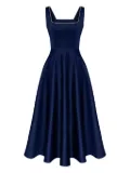 POST MERIDIEM decorated-bodice midi dress - Blue
