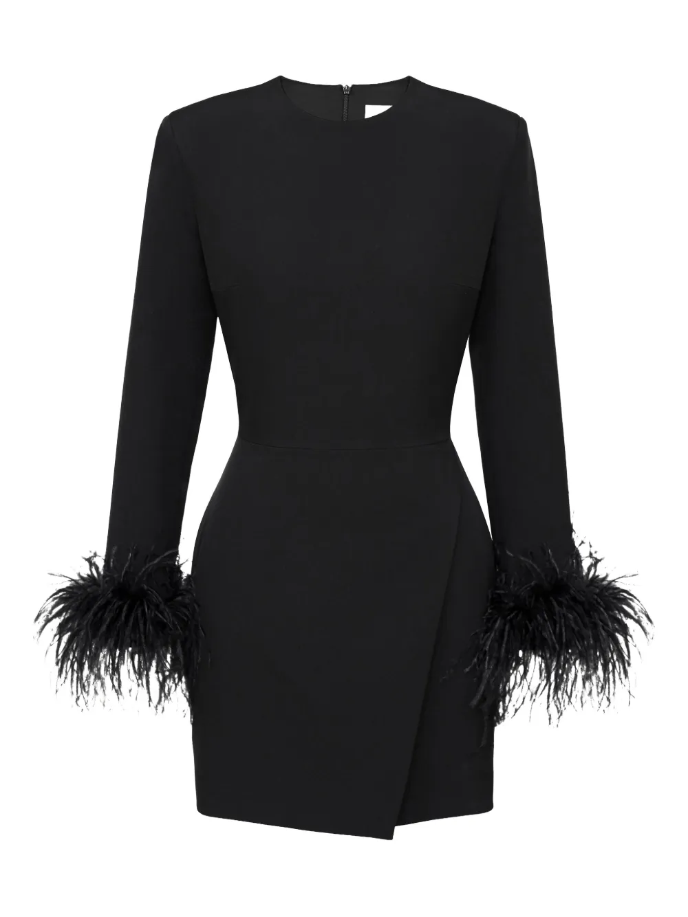 POST MERIDIEM wrap feather-sleeve mini dress | Black | Image 1