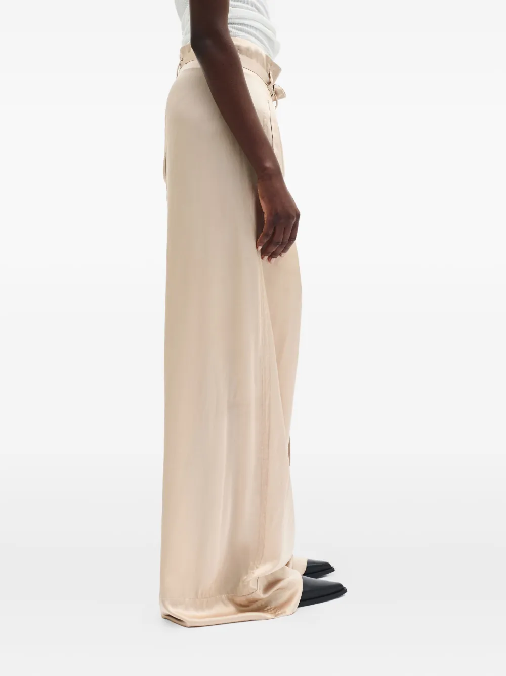Ann Demeulemeester Odit broek met wijde pijpen Beige