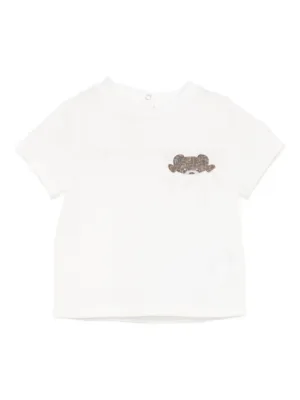Fendi Kids logo-embroidered Jersey T-shirt | White | FARFETCH