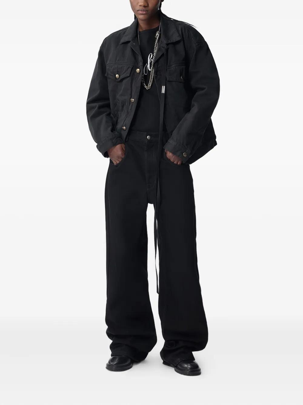 Ann Demeulemeester wide-leg cotton jeans - Zwart