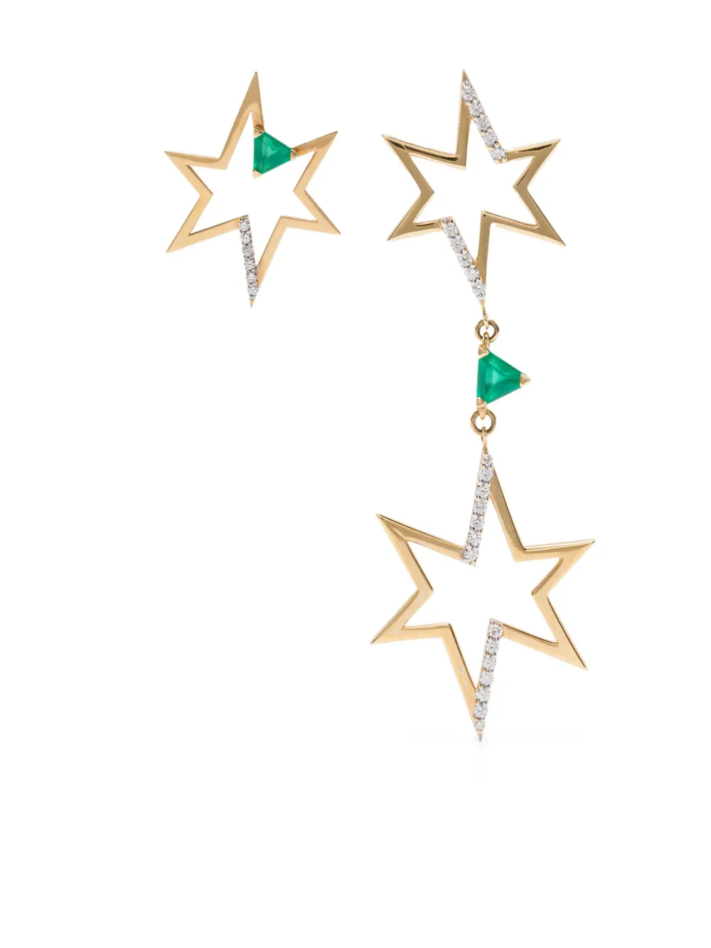 Anapsara 18K yellow gold star-detailed onyx and diamond earrings - Anapsara 18K yellow gold star-detailed onyx and diamond earrings -