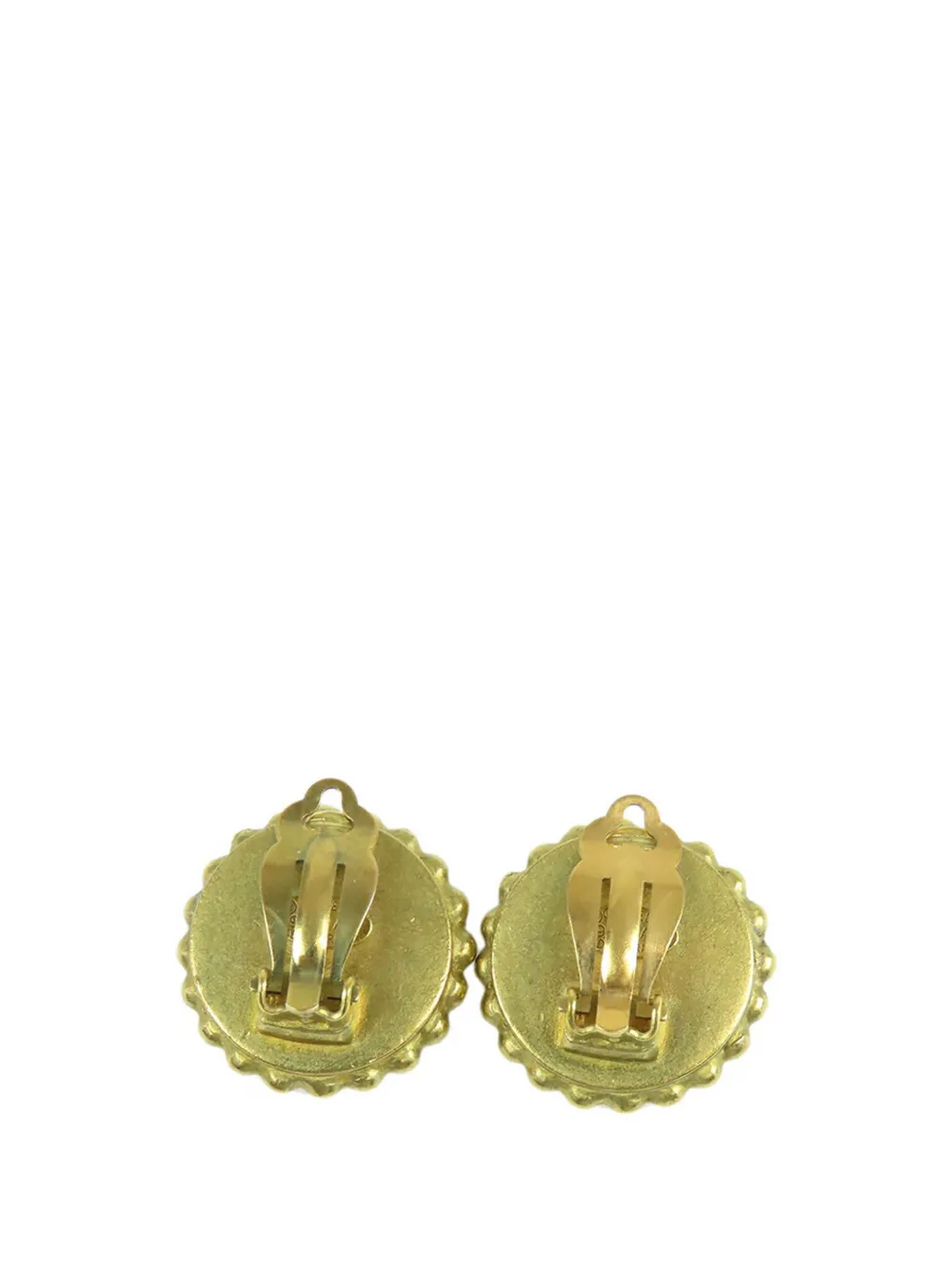 Pre-owned Chanel 1994 Gold Plated Resin Cc Clip On Earrings Costume Earrings