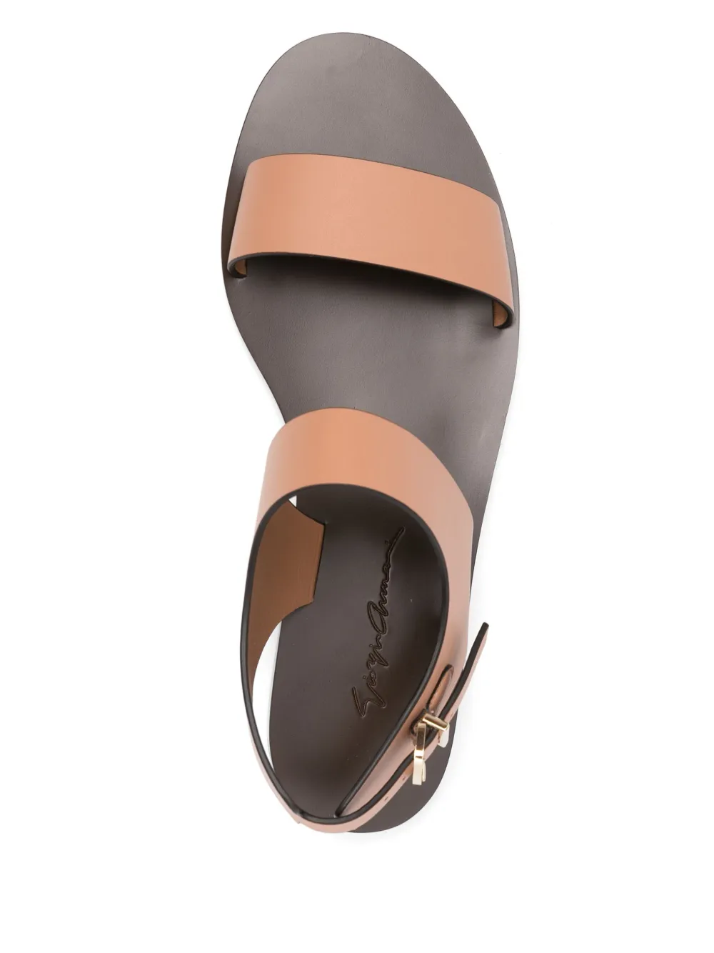 Giorgio Armani leather flat sandals Neutrals
