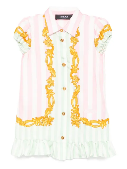 Versace Kids فستان بخطوط رفيعة ونقش الباروك