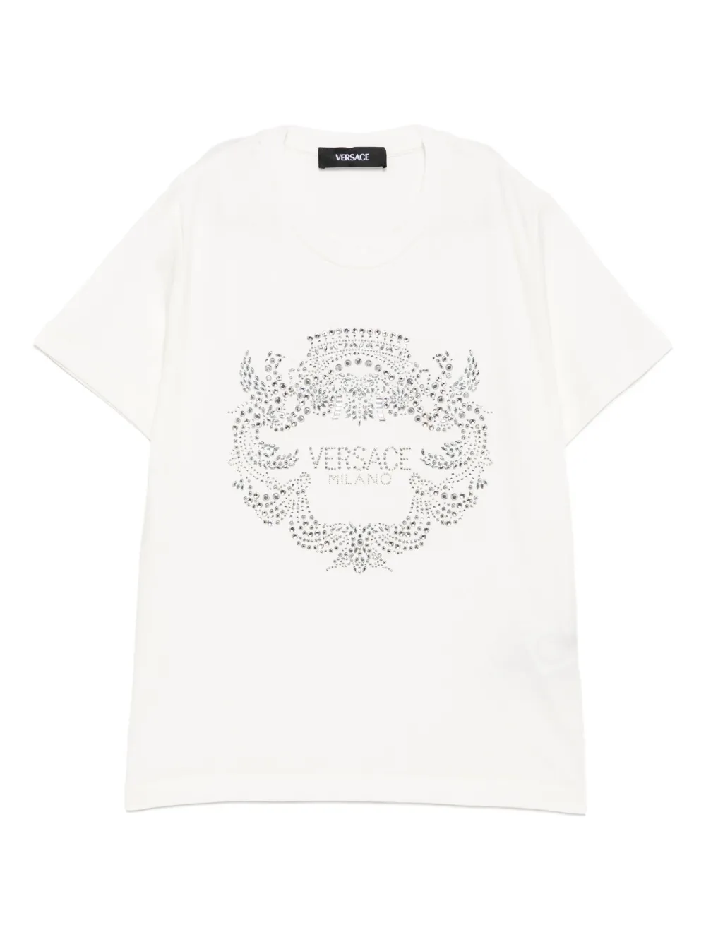 Versace Kids T-shirt verfraaid met kristallen Wit
