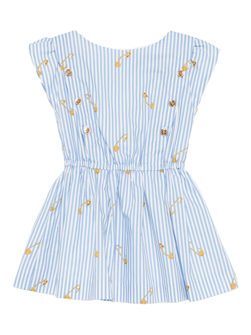 Versace Striped Cotton Dress In Blue