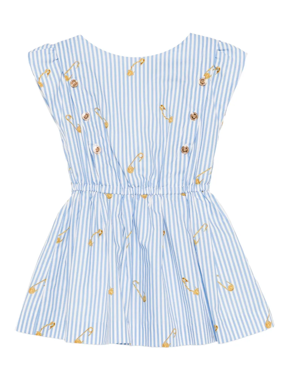 Versace Kids striped cotton dress Blauw