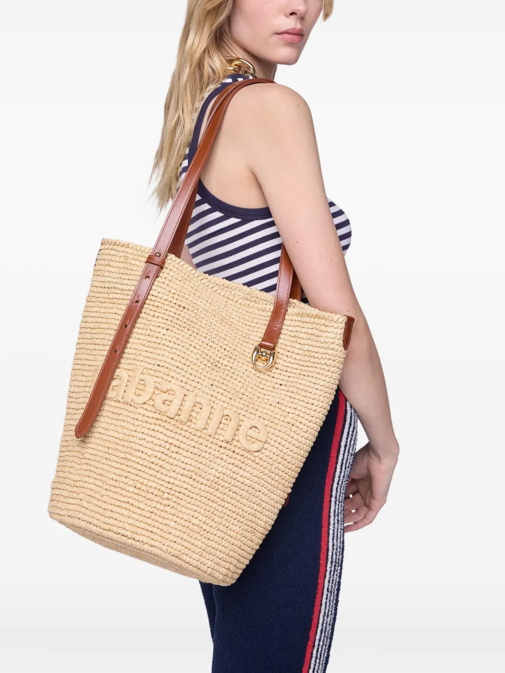 Rabanne Geweven shopper Beige