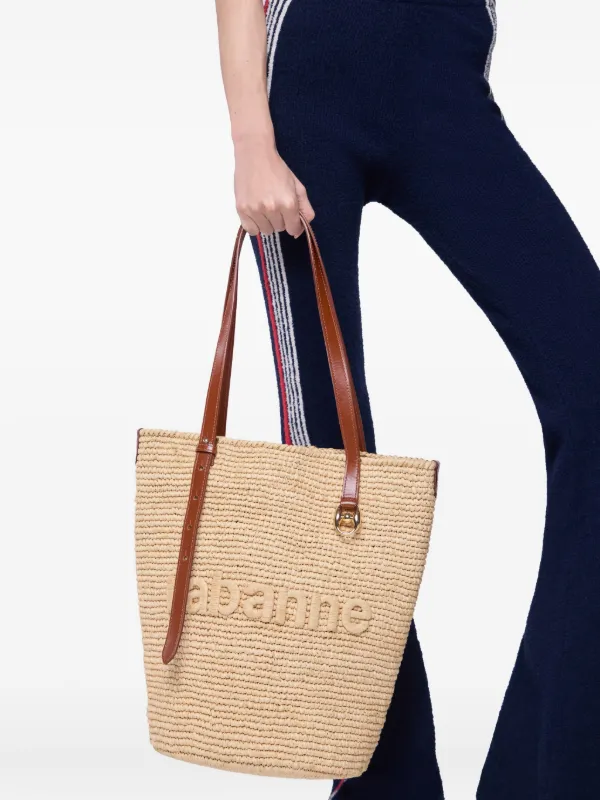 Rabanne Woven Raffia Tote Bag in Neutrals