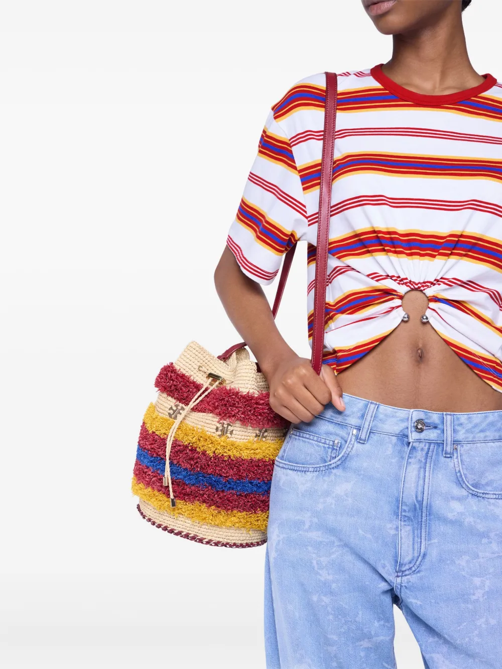 Rabanne woven striped bucket bag | Image 2