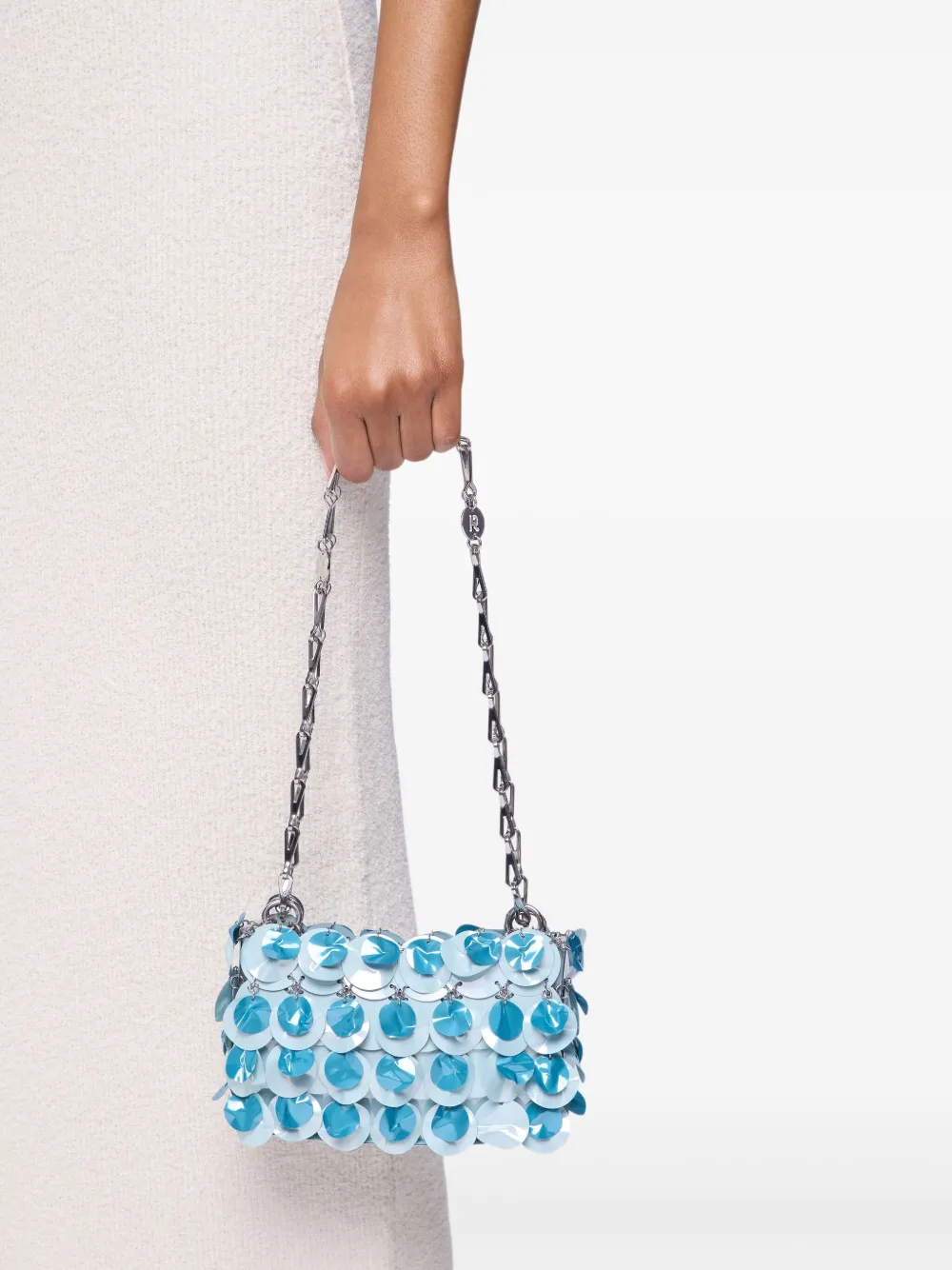 Rabanne sequin-embellished shoulder bag - Blauw