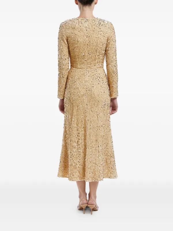 Post Meridiem Sequin-embellished Velvet Midi Dress - Neutrals