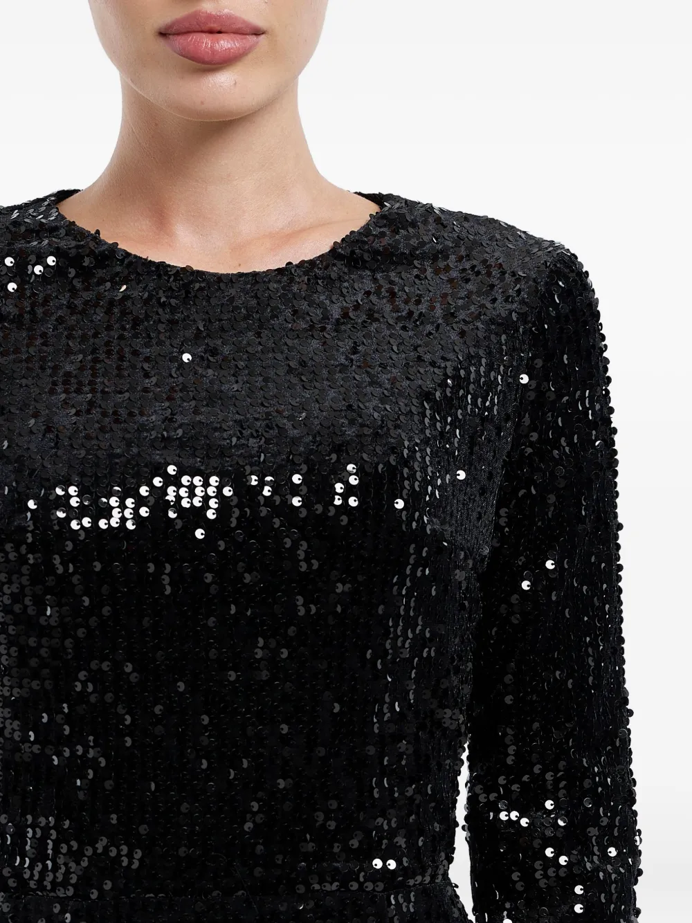Shop Post Meridiem Sequin-embellished Velvet Midi Dress