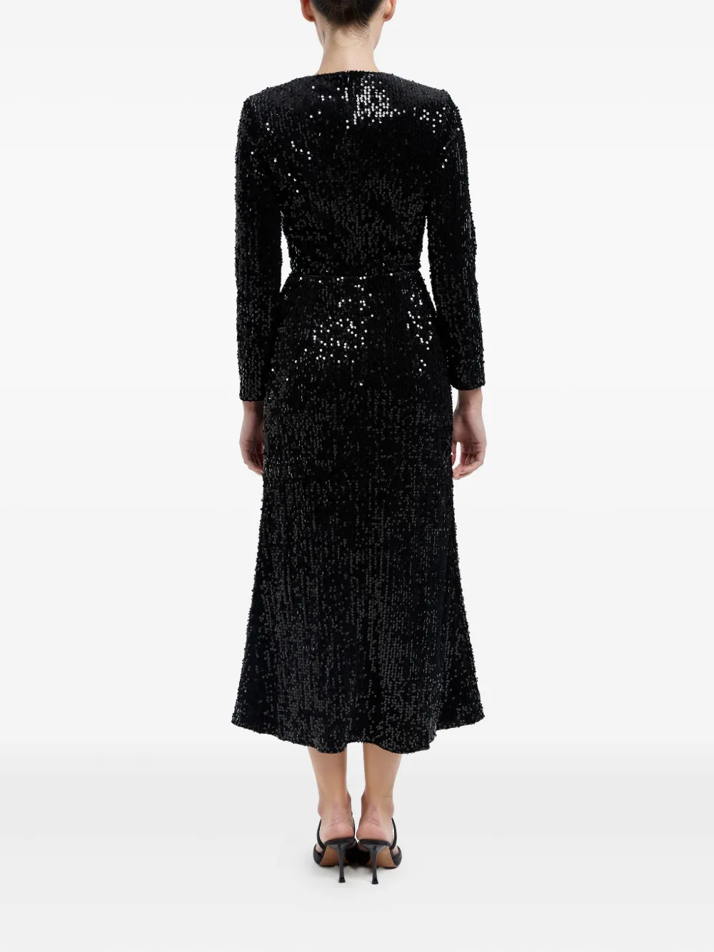 Shop Post Meridiem Sequin-embellished Velvet Midi Dress