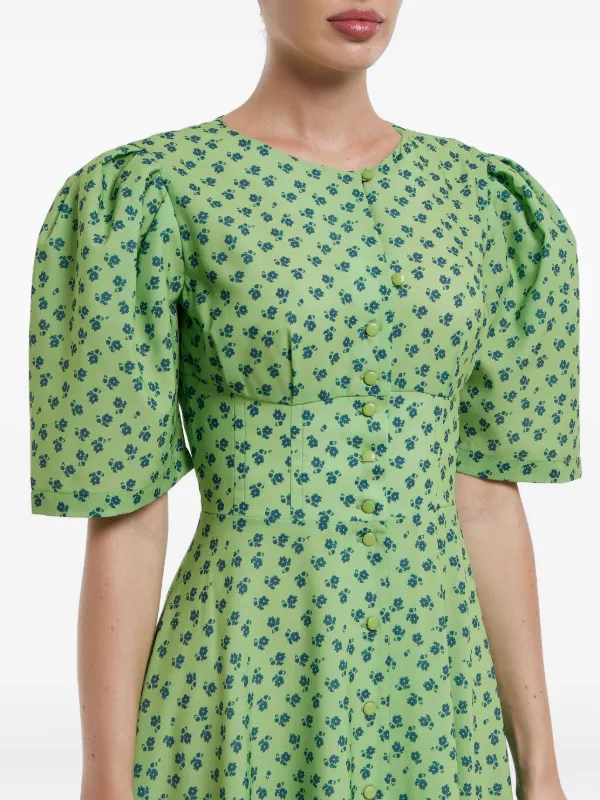green button front midi dress ASTR the Label | McKinley Button-Front Midi Dress in Avocado