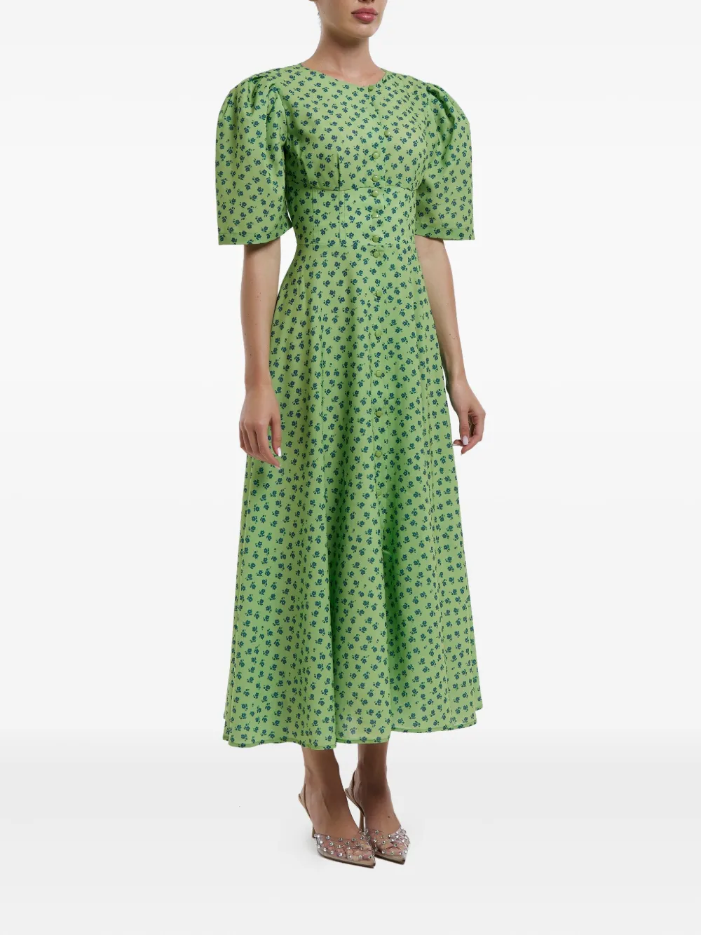POST MERIDIEM BUTTON-DOWN MIDI DRESS