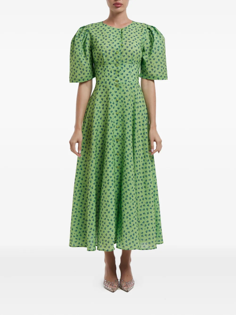 POST MERIDIEM Button-down midi-jurk - Groen