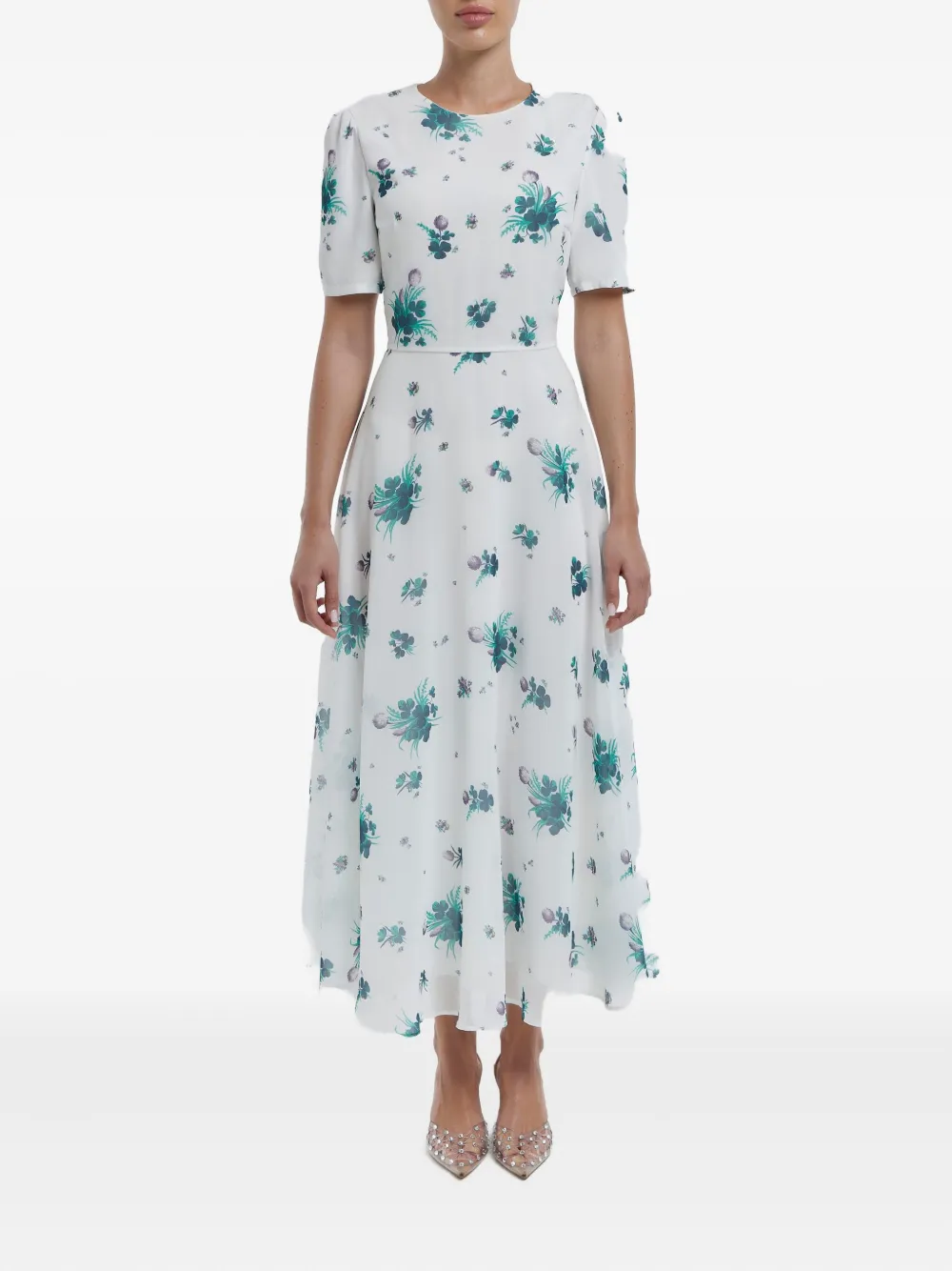 POST MERIDIEM Midi-jurk met bloemenprint - Wit