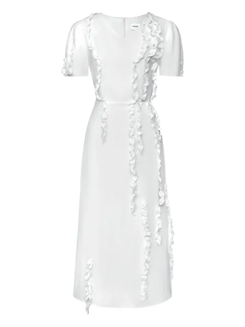 POST MERIDIEM vestido midi con detalles de volantes