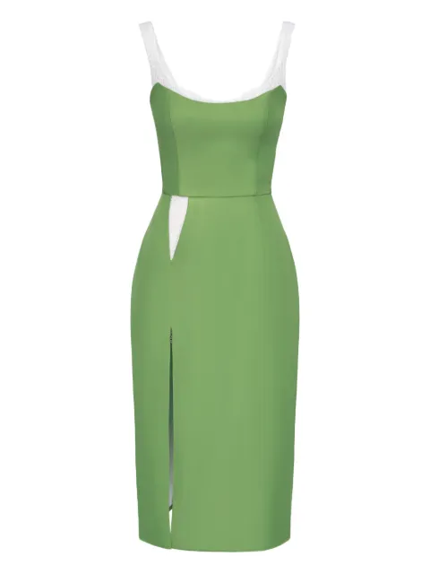 POST MERIDIEM slit lace-insert midi dress