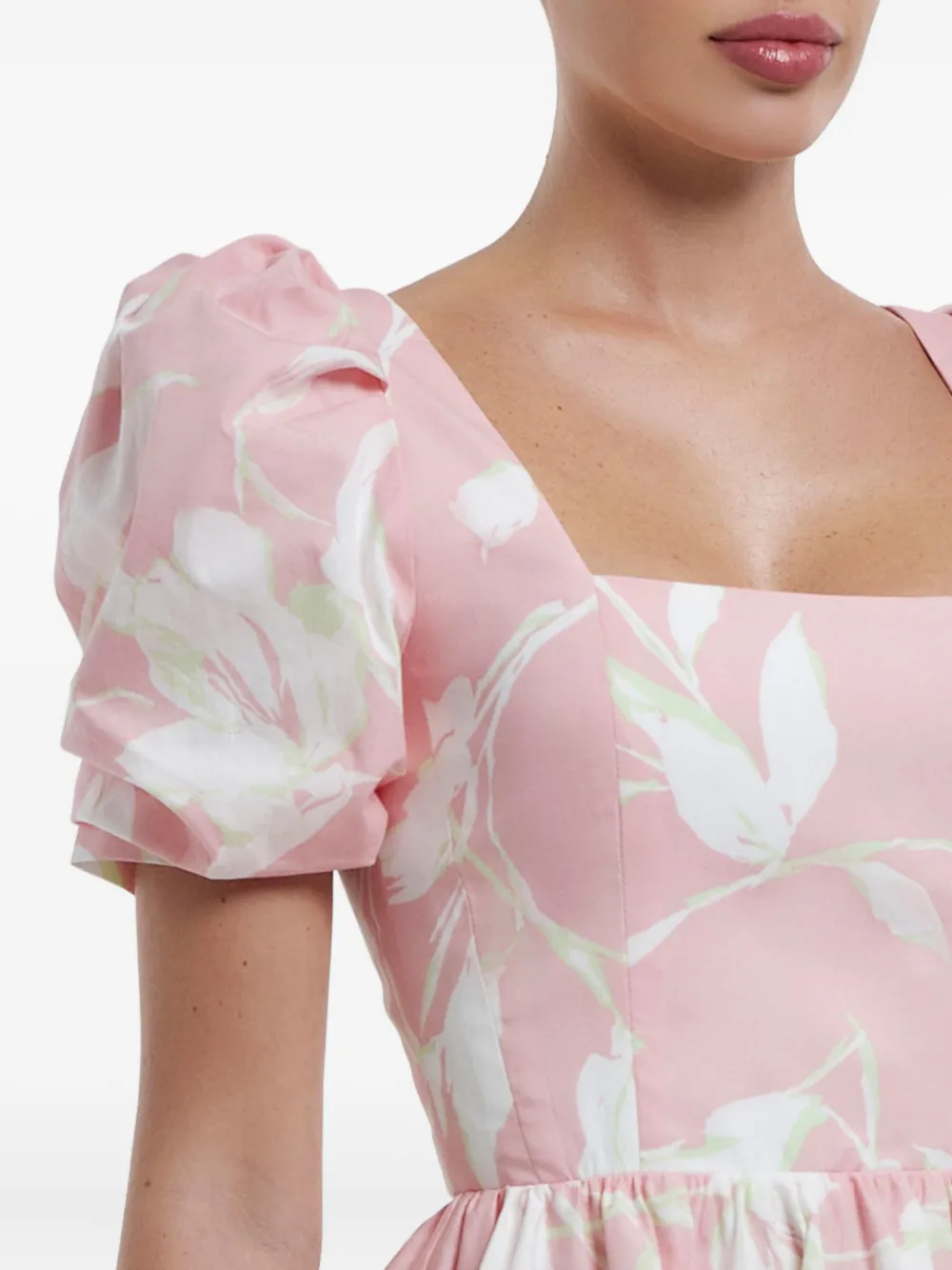 Floral-Print Square-Neck Mini Dress