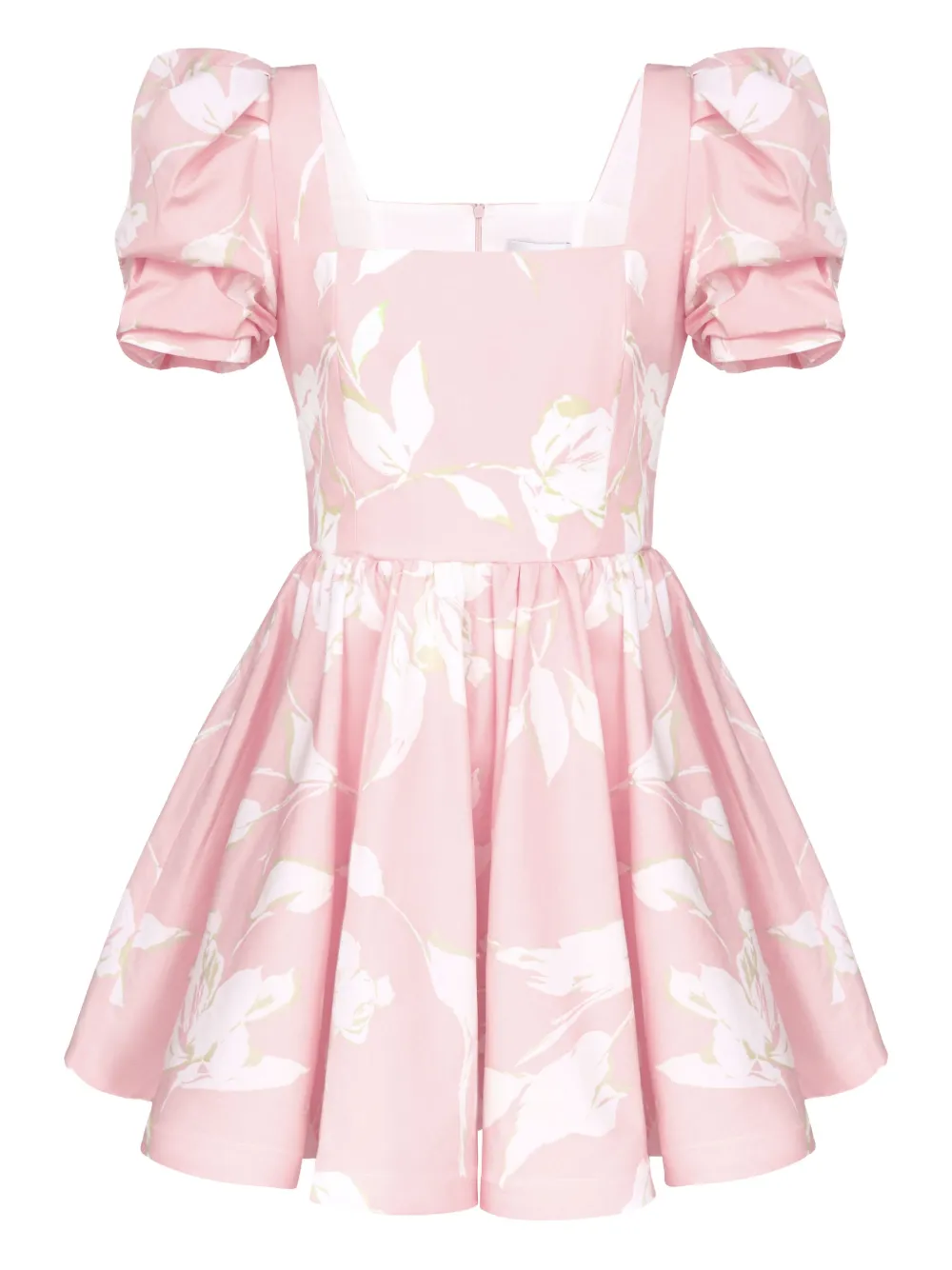 POST MERIDIEM robe mi-longue fleurie à encolure carrée | rose | Image 1