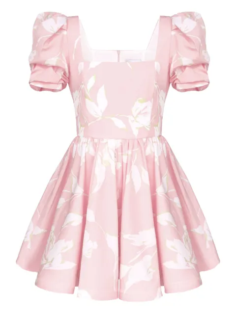 POST MERIDIEM floral-print square-neck mini dress